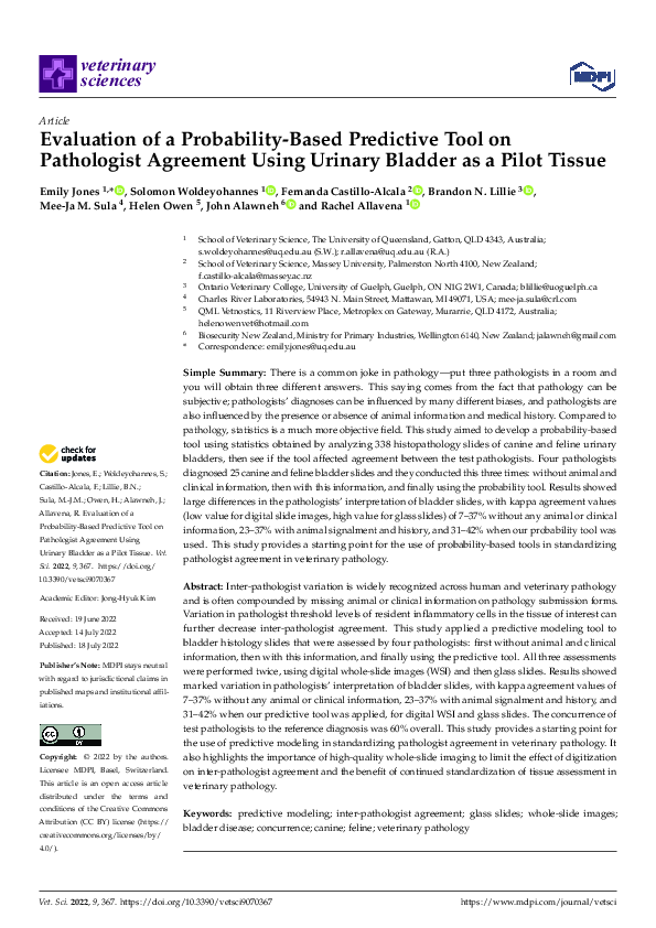 (PDF) Evaluation of a Probability-Based Predictive Tool on Pathologist ...