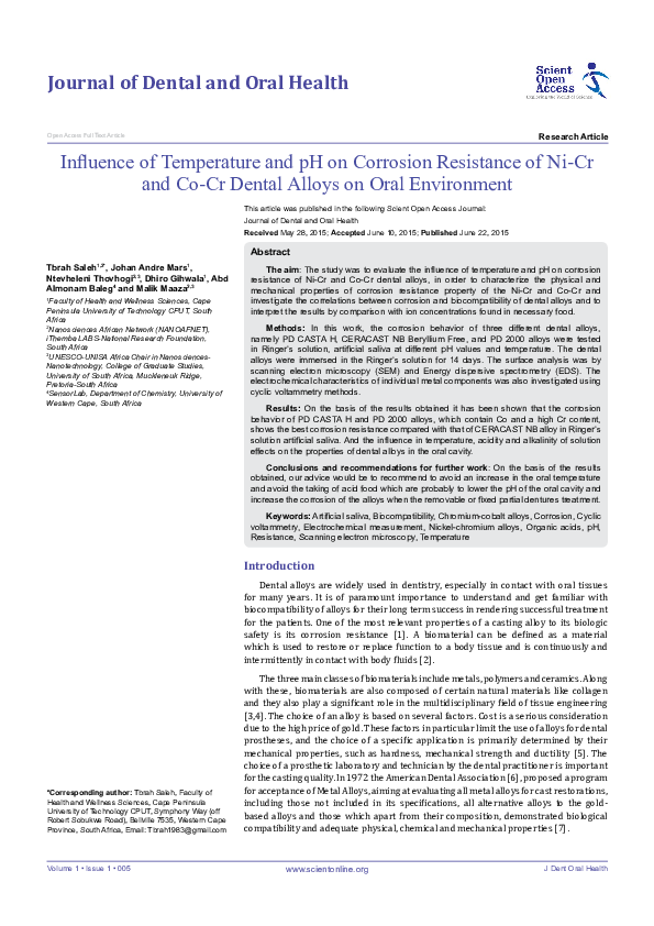 (PDF) Influence of Temperature and pH on Corrosion Resistance of Ni-Cr ...