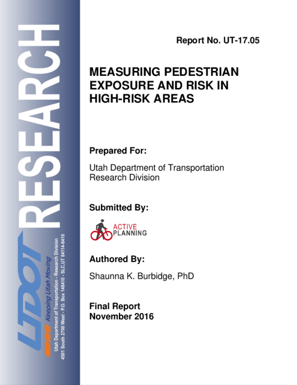 (PDF) Measuring Pedestrian Exposure and Risk in High-Risk Areas