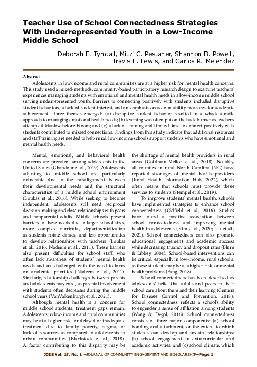 (PDF) Teacher Use of School Connectedness Strategies With ...