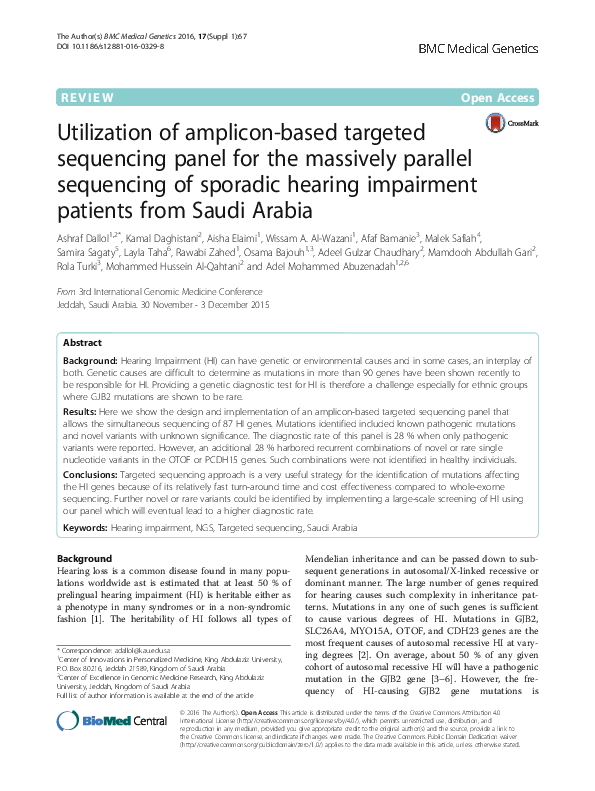 (PDF) Utilization of amplicon-based targeted sequencing panel for the ...