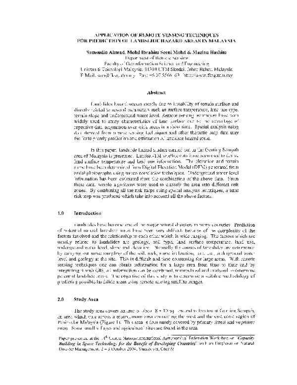 (PDF) Application of remote sensing techniques for prediction of ...