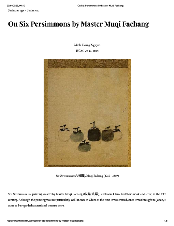 (PDF) On Six Persimmons by Master Muqi Fachang