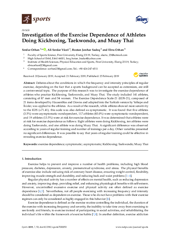 (PDF) Investigation of the Exercise Dependence of Athletes Doing ...