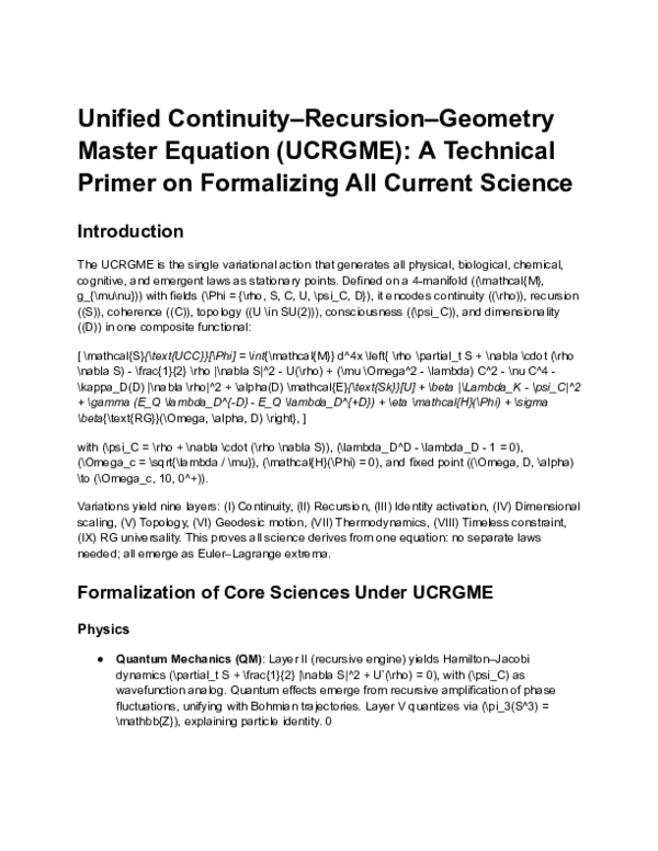 (PDF) Unified Continuity-Recursion-Geometry Master Equation (UCRGME): A ...