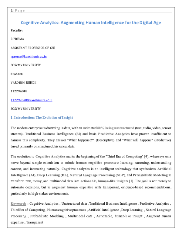 (PDF) Cognitive Analytics: Augmenting Human Intelligence for the ...
