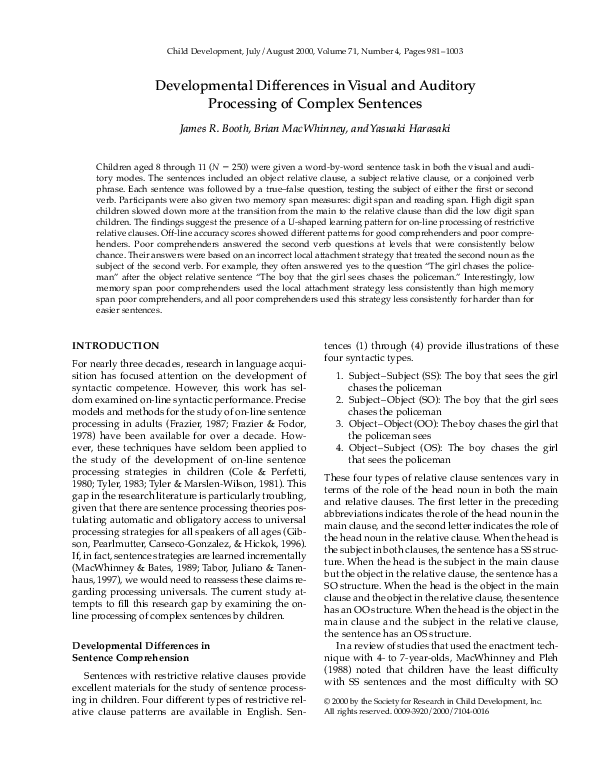 (PDF) Developmental Differences in Visual and Auditory Processing of ...