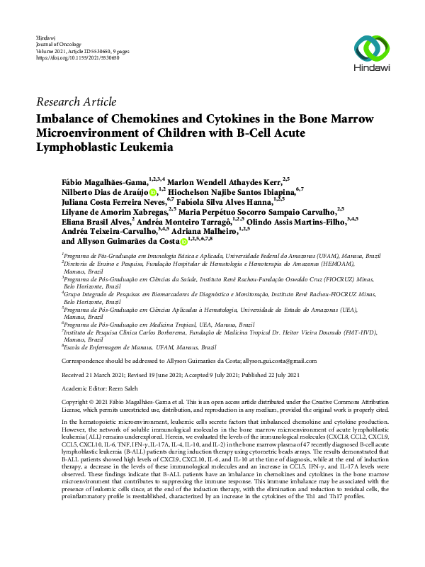 (PDF) Imbalance of Chemokines and Cytokines in the Bone Marrow ...