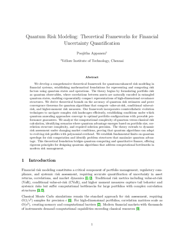 (PDF) Quantum Risk Modeling: Theoretical Frameworks for Financial ...