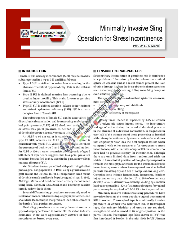 (PDF) Minimally Invasive Sling Operation for Stress Incontinence
