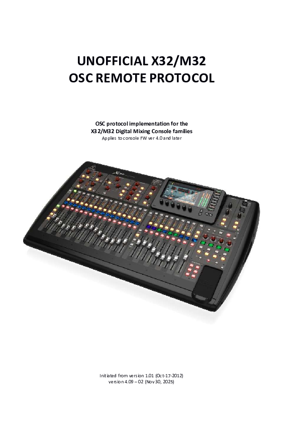 (PDF) UNOFFICIAL X32 OSC REMOTE PROTOCOL