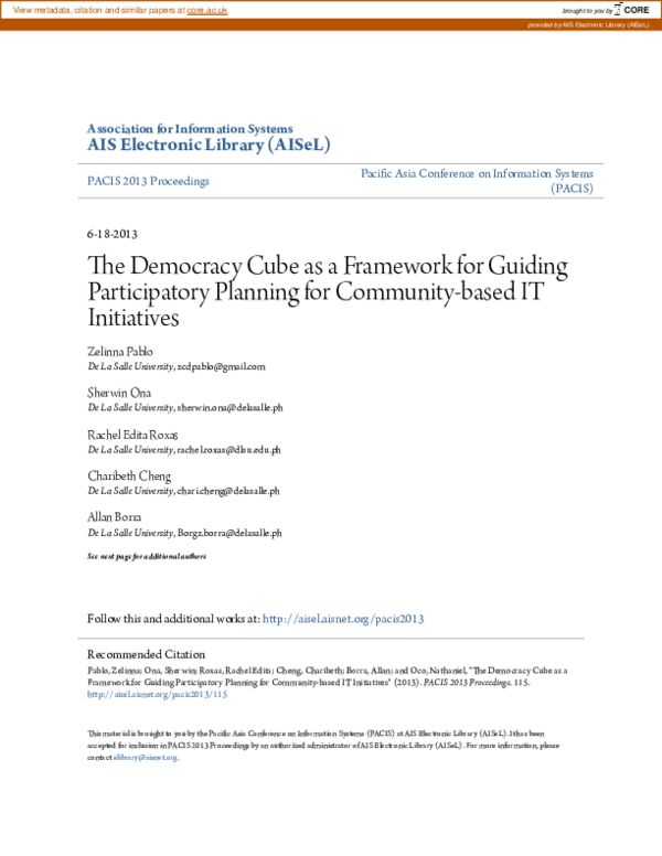 (PDF) The Democracy Cube as a Framework for Guiding Participatory ...
