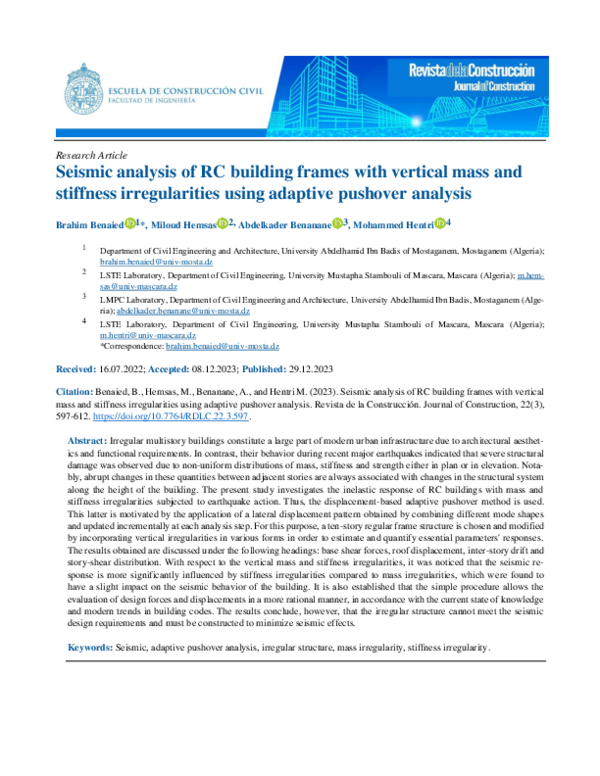(PDF) Seismic analysis of RC building frames with vertical mass and ...