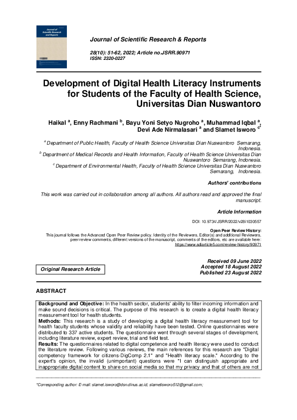 (PDF) Development of Digital Health Literacy Instruments for Students ...