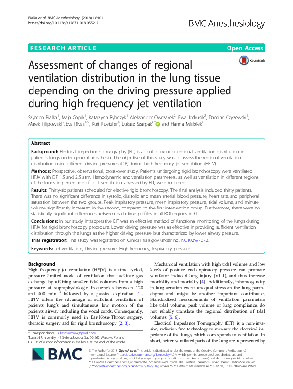 (PDF) Assessment of changes of regional ventilation distribution in the ...