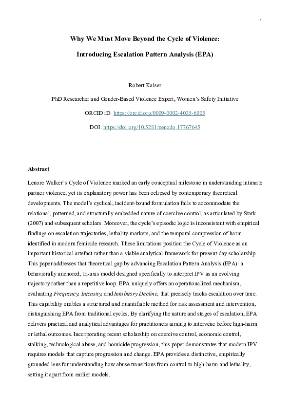 (PDF) Why We Must Move Beyond the Cycle of Violence: Introducing ...