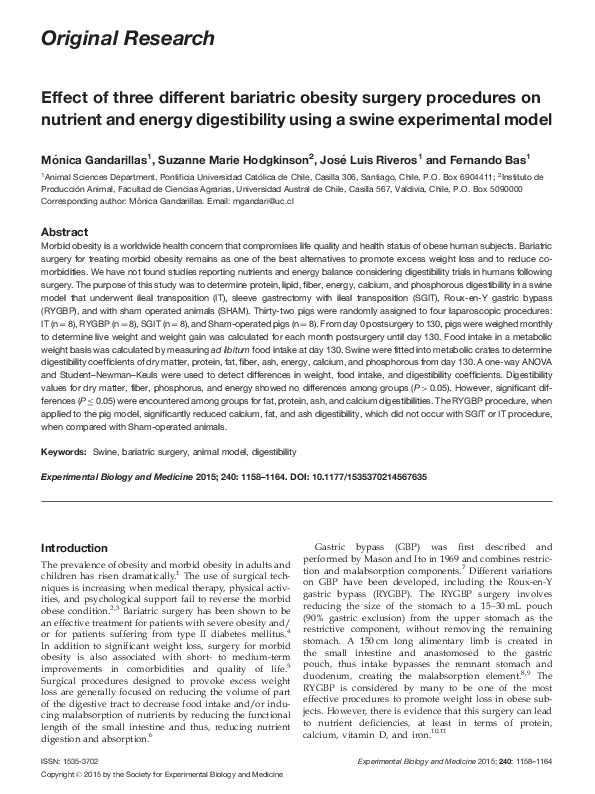 (PDF) Effect of three different bariatric obesity surgery procedures on ...