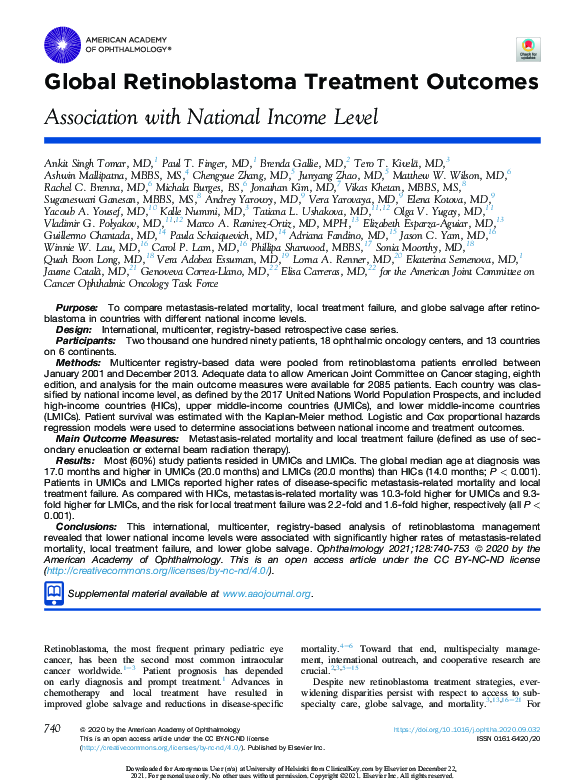 (PDF) Global Retinoblastoma Treatment Outcomes