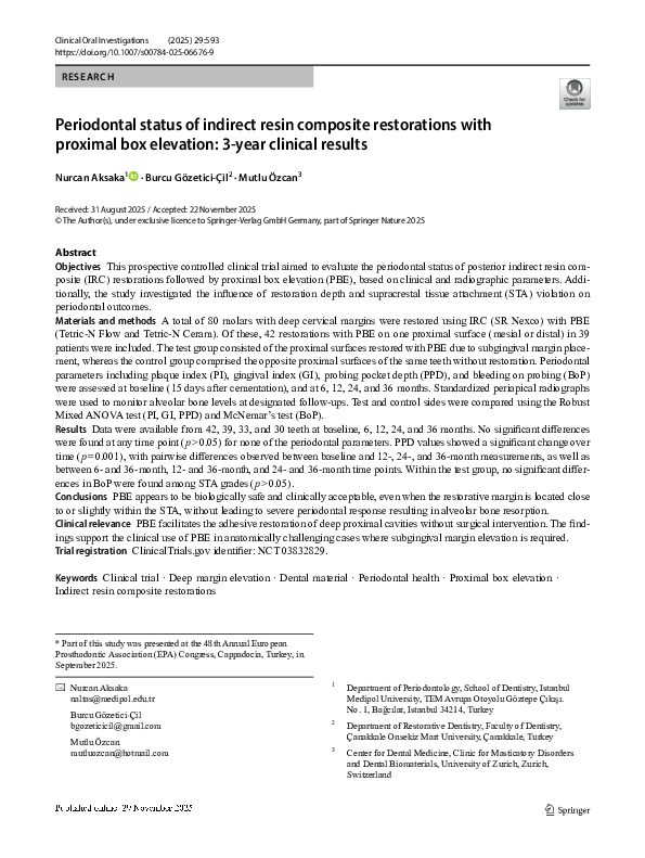 (PDF) Periodontal status of indirect resin composite restorations with ...