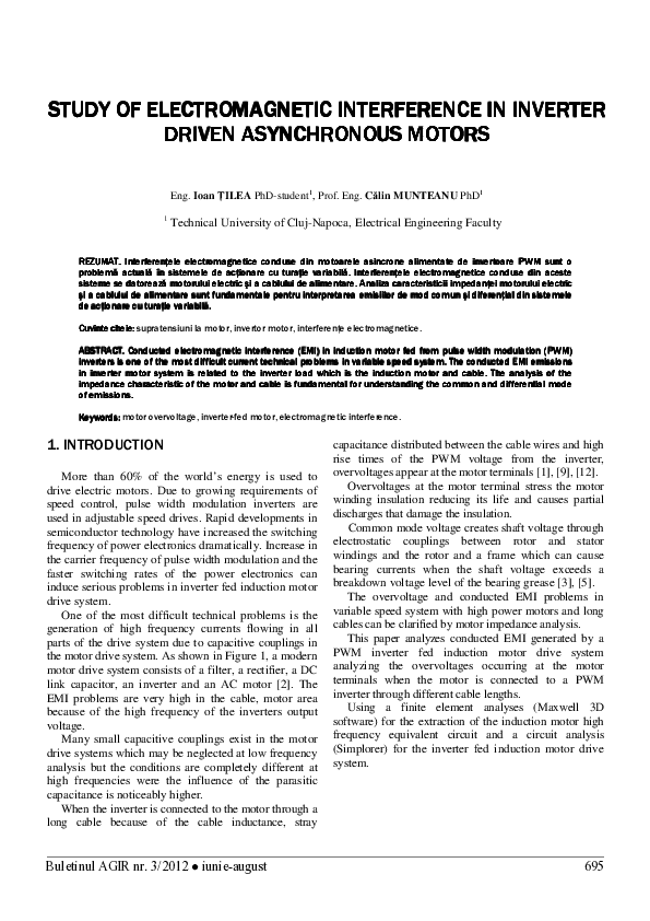 (PDF) Study of Electromagnetic Interference in Inverter Driven ...