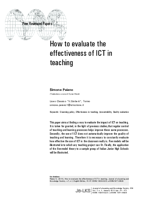 (PDF) How to evaluate the effectiveness of ICT in teaching
