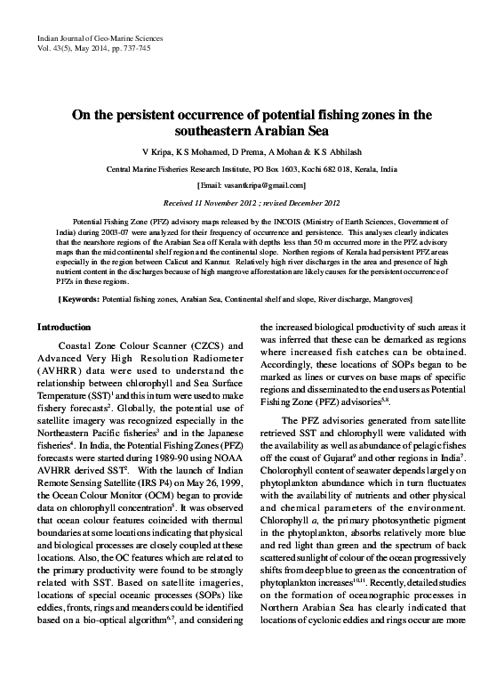 (PDF) On the persistent occurrence of potential fishing zones in the ...