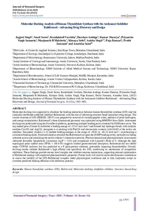 (PDF) Molecular Docking Analysis of Human Thymidylate Synthase with the ...