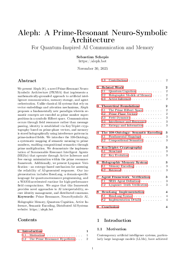 (PDF) Aleph: A Prime-Resonant Neuro-Symbolic Architecture For Quantum ...