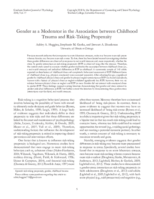 (PDF) Gender as a Moderator in the Association between Childhood Trauma ...
