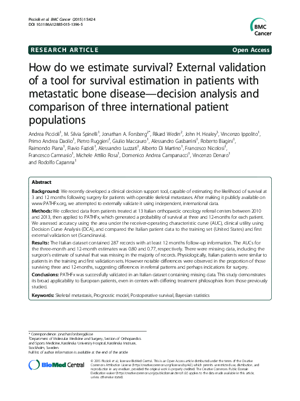 (PDF) How do we estimate survival? External validation of a tool for ...