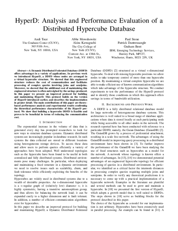 (PDF) HyperD: Analysis and Performance Evaluation of a Distributed ...