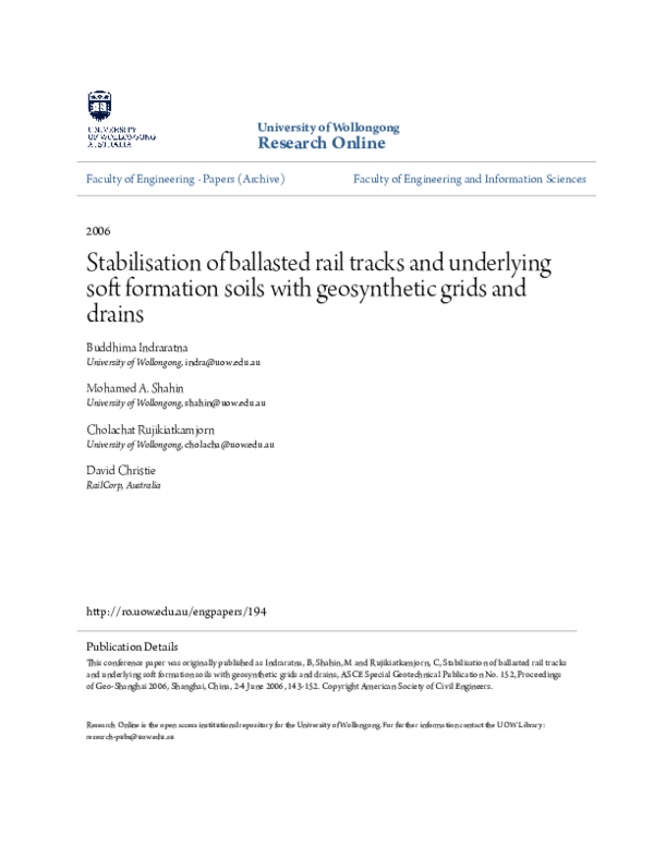 (PDF) Stabilization of ballasted rail tracks and underlying soft ...