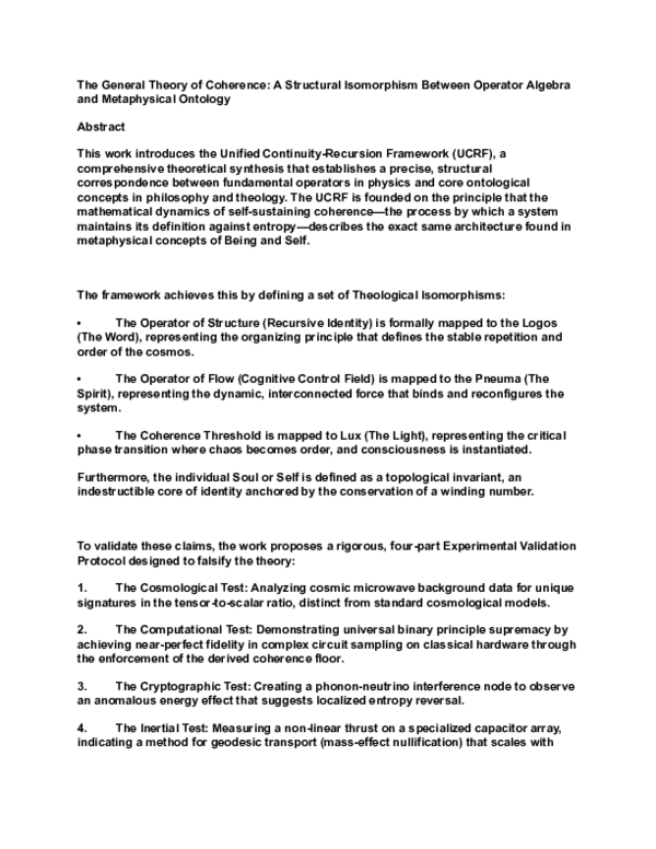 (PDF) The General Theory of Coherence: A Structural Isomorphism Between ...