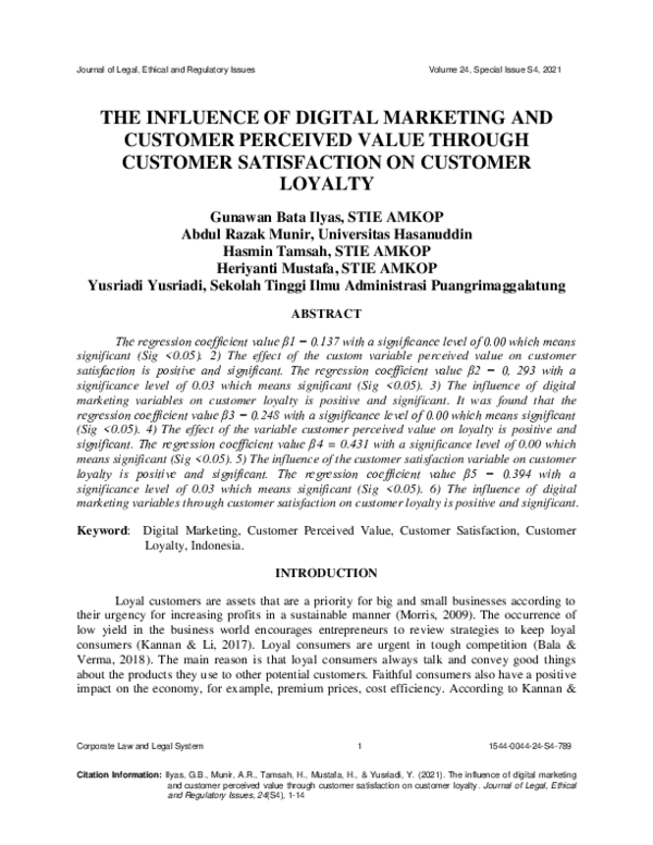(PDF) The Influence of Digital Marketing and Customer Perceived Value ...