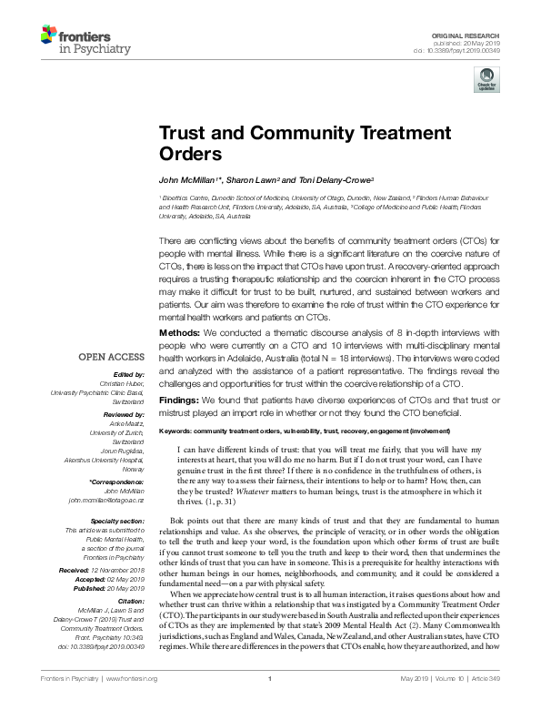 (PDF) Trust and Community Treatment Orders