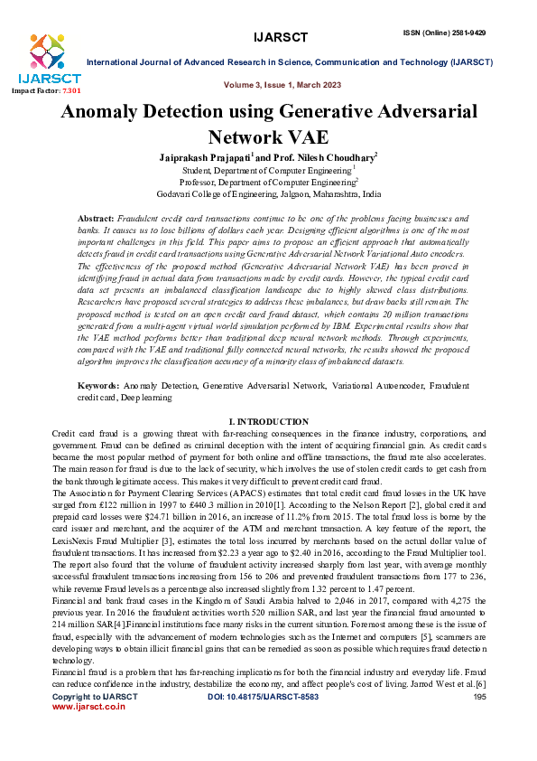 (PDF) Anomaly Detection using Generative Adversarial Network VAE
