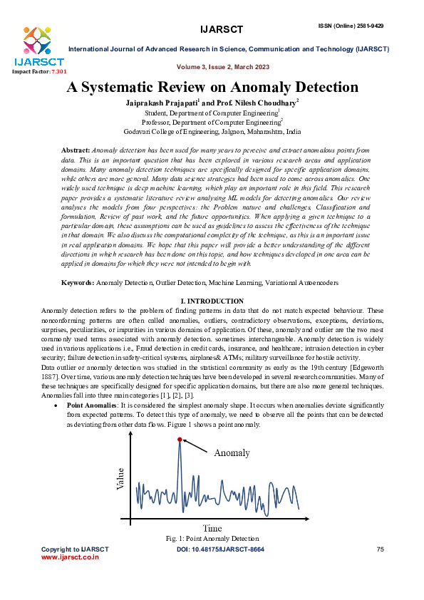 (PDF) A Systematic Review on Anomaly Detection