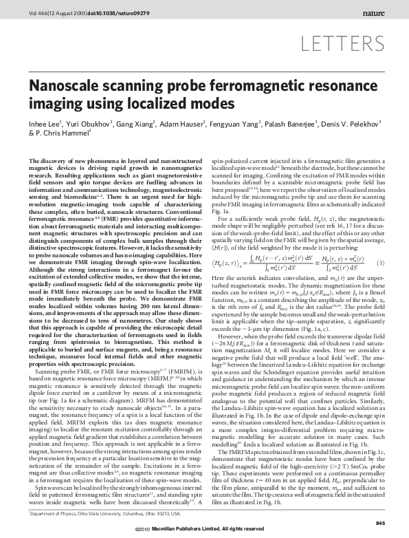 (PDF) Nanoscale scanning probe ferromagnetic resonance imaging using ...