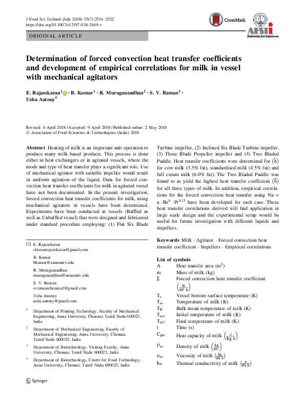 (PDF) Determination of forced convection heat transfer coefficients and ...