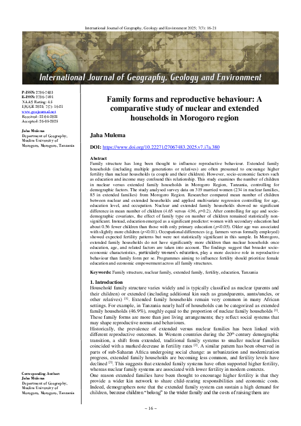 (PDF) Family forms and reproductive behaviour: A comparative study of ...