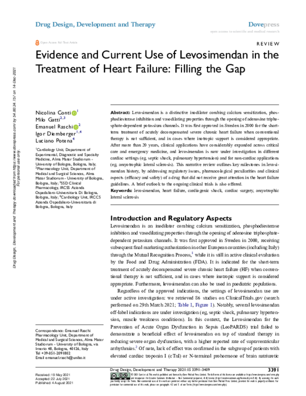 (PDF) Evidence and Current Use of Levosimendan in the Treatment of ...