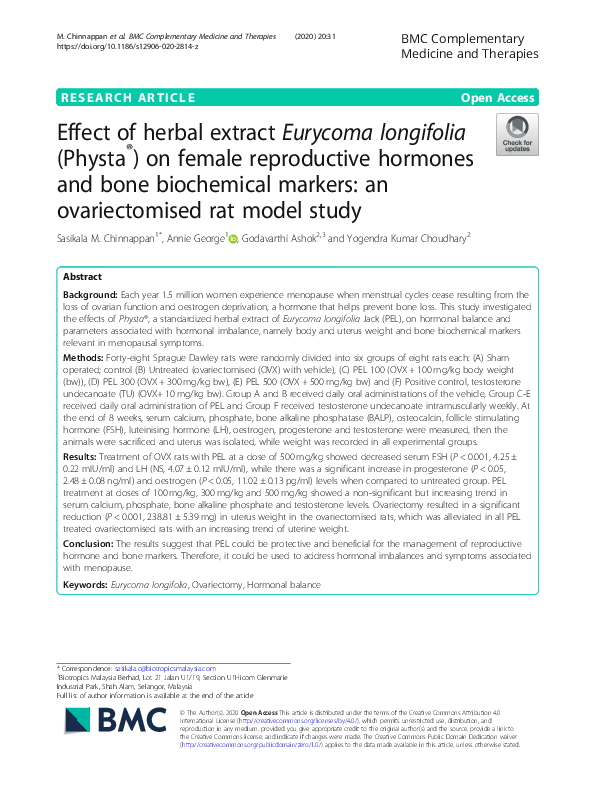(PDF) Effect of herbal extract Eurycoma longifolia (Physta®) on female ...