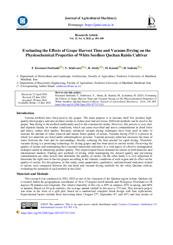 (PDF) Evaluating the Effects of Grape Harvest Time and Vacuum Drying on ...