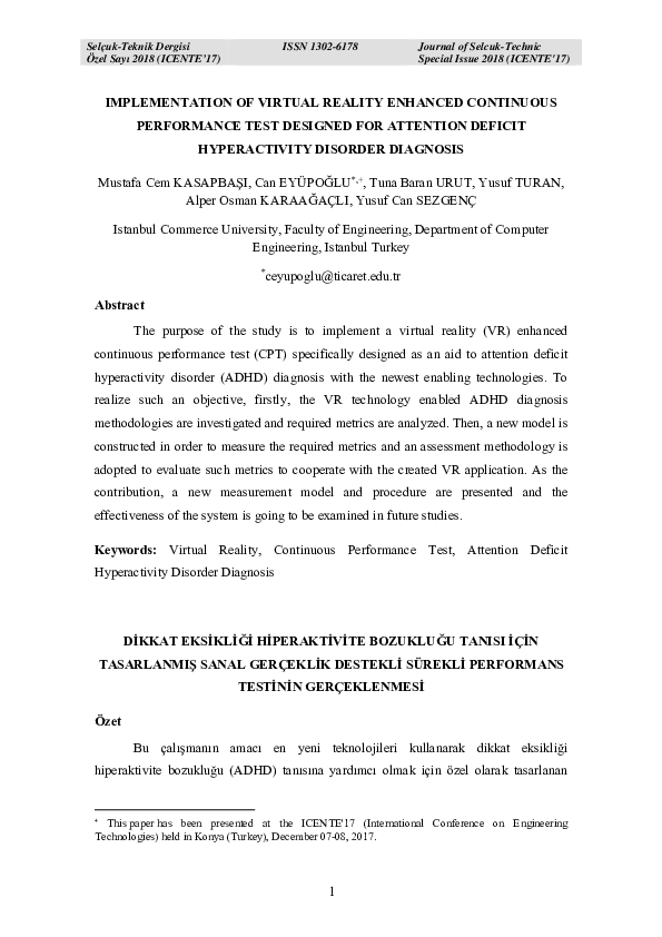 (PDF) Implementation of Virtual Reality Enhanced Continuous Performance ...