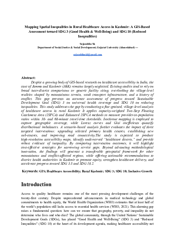 (PDF) Mapping Spatial Inequalities in Rural Healthcare Access in ...