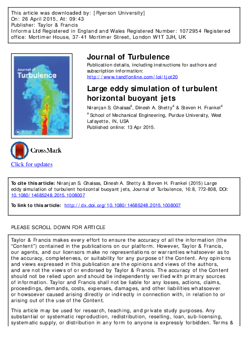 (PDF) Large eddy simulation of turbulent horizontal buoyant jets