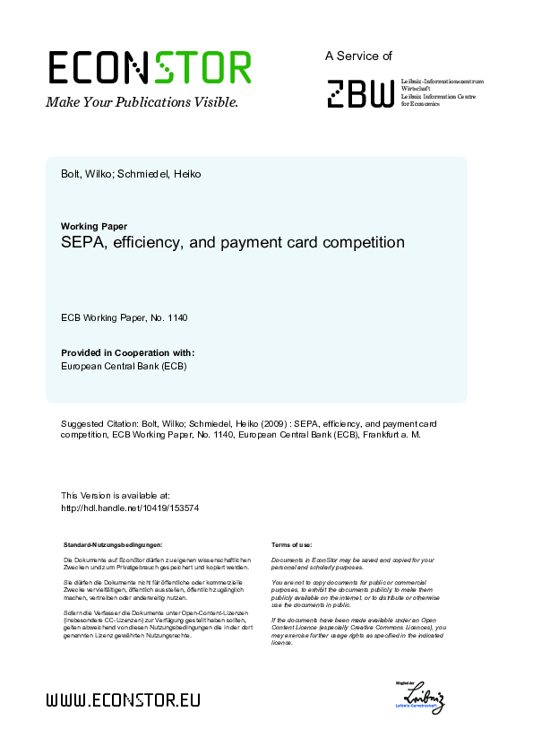 (PDF) SEPA, Efficiency, and Payment Card Competition