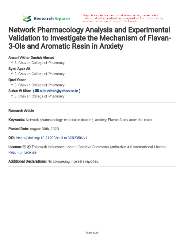 (PDF) Network Pharmacology Analysis and Experimental Validation to ...