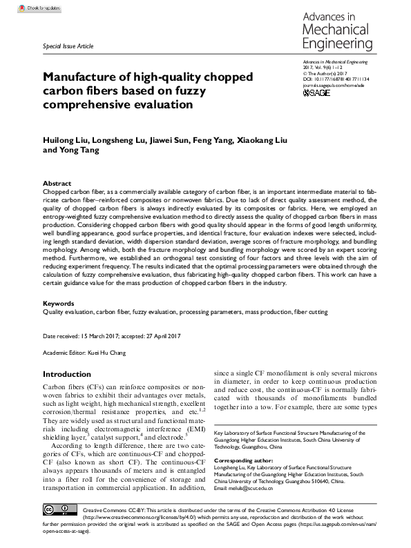(PDF) Manufacture of high-quality chopped carbon fibers based on fuzzy ...