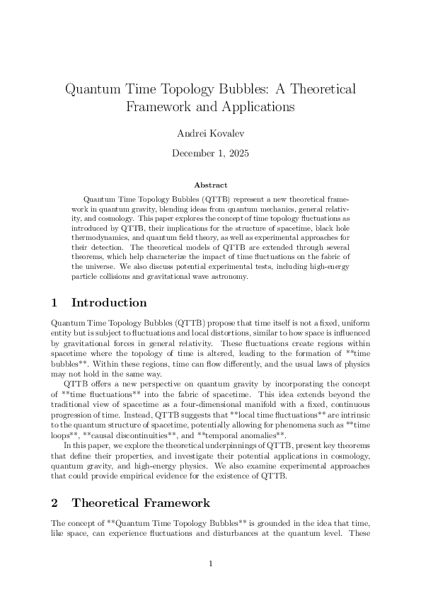 (PDF) Quantum Time Topology Bubbles A Theoretical Framework and ...